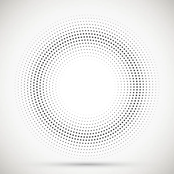 Black abstract vector circle frame halftone dots logo emblem design element. Rounded border icon. Isolated halftone circle dots vector texture. — Stock Vector