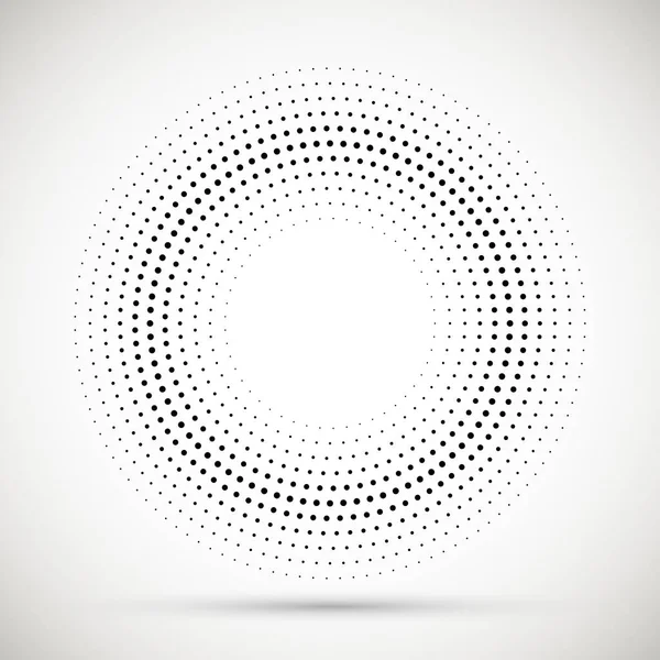 Black abstract vector circle frame halftone dots logo emblem design element. Rounded border icon. Isolated halftone circle dots vector texture. — Stock Vector