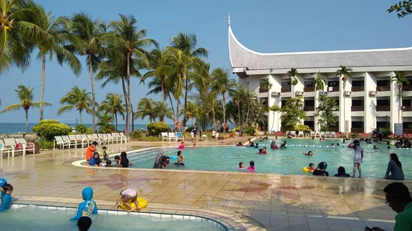 Port Dickson Malajsie Února 2018 Lidé Relaxovat Bavit Bazénu Port — Stock fotografie