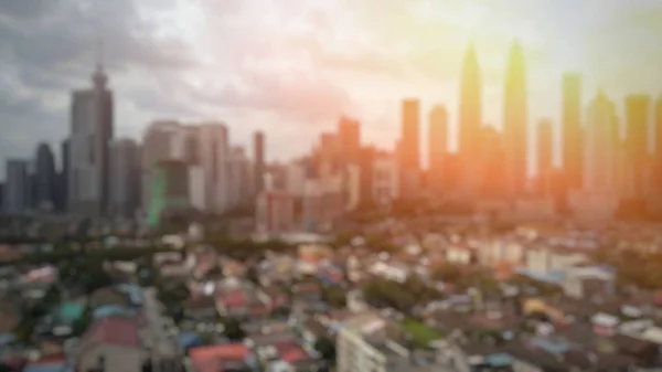 Rozostřit Obraz Krásný Pohled Panorama Města Kuala Lumpur Dramatickým Cloud — Stock fotografie