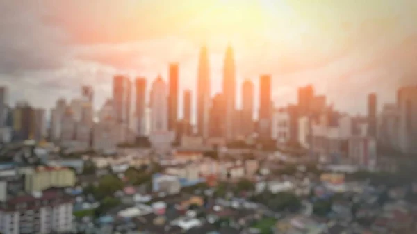 Rozostřit Obraz Krásný Pohled Panorama Města Kuala Lumpur Dramatickým Cloud — Stock fotografie