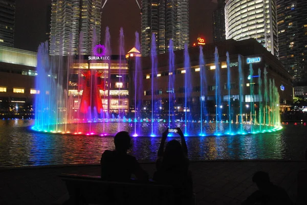 Kuala Lumpur Maleisië Februari 2018 Majestueuze Uitzicht Klcc Nacht Maleisië — Stockfoto