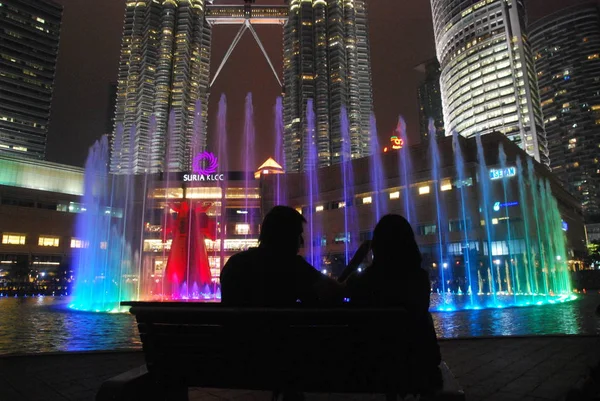 Kuala Lumpur Maleisië Februari 2018 Majestueuze Uitzicht Klcc Nacht Maleisië — Stockfoto