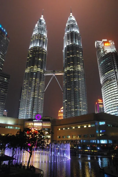 Kuala Lumpur Malajzia 2018 Február Fenséges Kilátás Klcc Éjszakában Malajziai — Stock Fotó