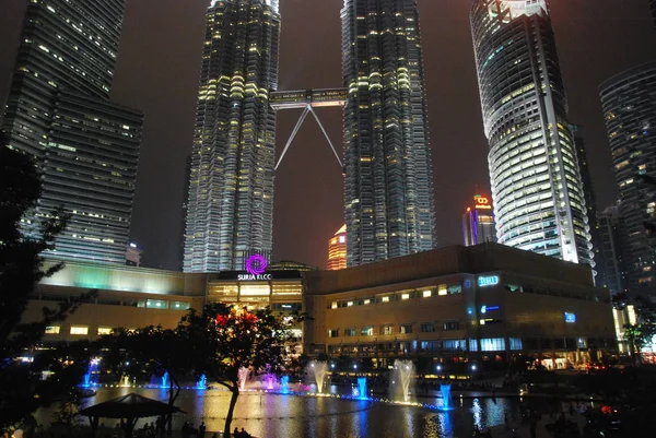 Kuala Lumpur Malaisie Février 2018 Vue Majestueuse Klcc Dans Nuit — Photo