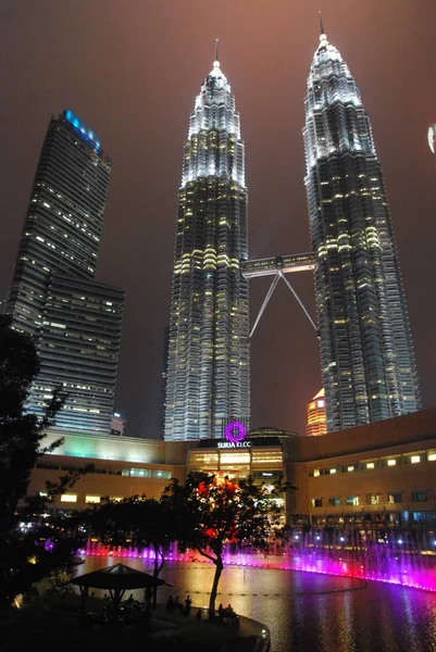 Kuala Lumpur Malajzia 2018 Február Fenséges Kilátás Klcc Éjszakában Malajziai — Stock Fotó