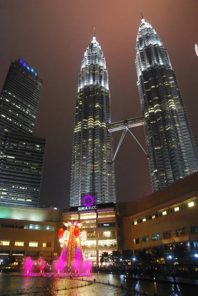 Куала Лумпур Малайзия Февраля 2018 Года Величественный Вид Klcc Ночью — стоковое фото