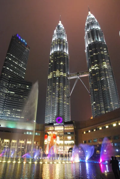 Куала Лумпур Малайзия Февраля 2018 Года Величественный Вид Klcc Ночью — стоковое фото