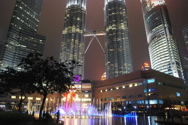 Kuala Lumpur Maleisië Februari 2018 Majestueuze Uitzicht Klcc Nacht Maleisië — Stockfoto