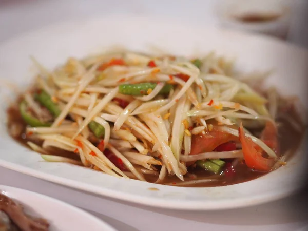 Green Papaya Salad Salted Crab Fermented Fish — Stock Photo, Image