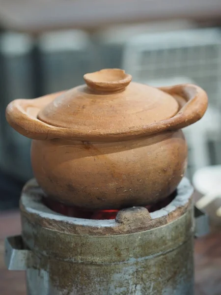 Hot Pot Clay Pot Charcoal Stove — Stock Photo, Image