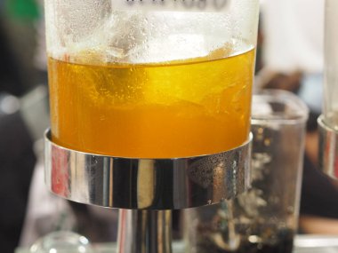 Chrysanthemum çayı çiçek sarı cam kavanoz içinde