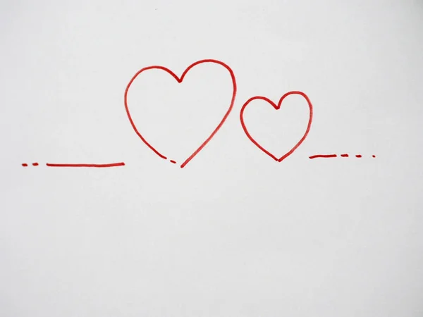 Cuore Rosso Amore Simbolo San Valentino Disegnare Carta Bianca — Foto Stock