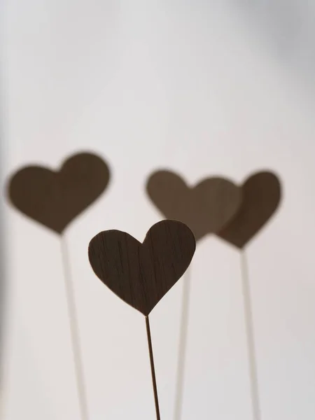 Serce Wyłącznik Drewna Symbol Valentine Love Tle Przestrzeni Dla Zapisu — Zdjęcie stockowe