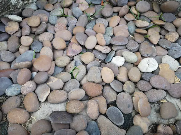 Guijarros Grava Dispuesta Jardín Para Decorar Fondo Del Patrón Tierra — Foto de Stock