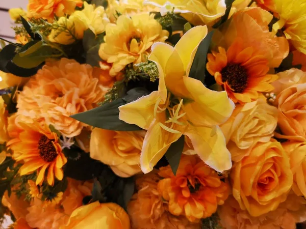 Buquê Beleza Flor Amarela Feito Mão — Fotografia de Stock