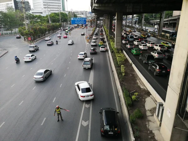 Vipawadee Road Bangkok Tailândia Maio 2019 Polícia Está Plantão Estrada — Fotografia de Stock