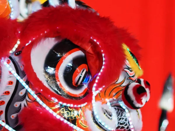 Selective focus Lion eyes Lion dance festival Chinese New Year