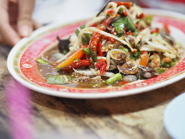 Papaya Salad Seafood Pickled Fish Crab Shellfish — Stock Photo, Image