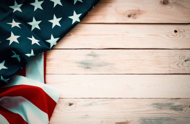 Antik America bayrak kırmızı mavi beyaz desen arka plan sallayarak kavramı ABD 4 Temmuz bağımsızlık günü, vatansever özgürlük ve demokrasi sembolü için renk. Anma günü zafer gurur özgürlük