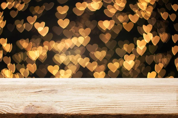 Perspektif ahşap zemin kahverengi renk doku ile bulanıklık güzel bokeh arka plan kavramı ürün montaj mockup için düzenli Noel.