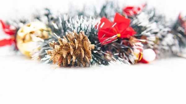 Vintage Bauble Christmas Celebration Wood Table Top View Background Concept — Stock Photo, Image