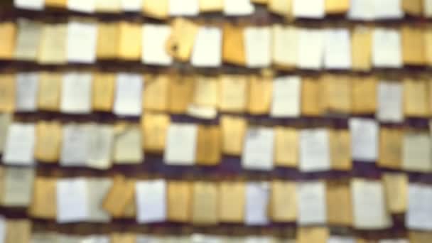 ぼかし中国寺赤ボケ背景コンセプトのハッピー中国新年 2019 背景ぼやけて屋外仏教チャイナタウン 東洋宗教文化を表示は 上海市 お香バーナー ドリー — ストック動画