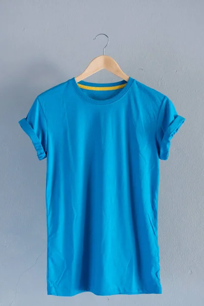 Retro Fold Blå Bomull Shirt Kläder Mock Mall Grunge Vit — Stockfoto