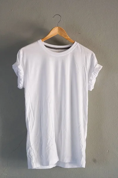 Shirt Algodão Branco Retro Fold Roupas Simulam Modelo Conceito Fundo — Fotografia de Stock