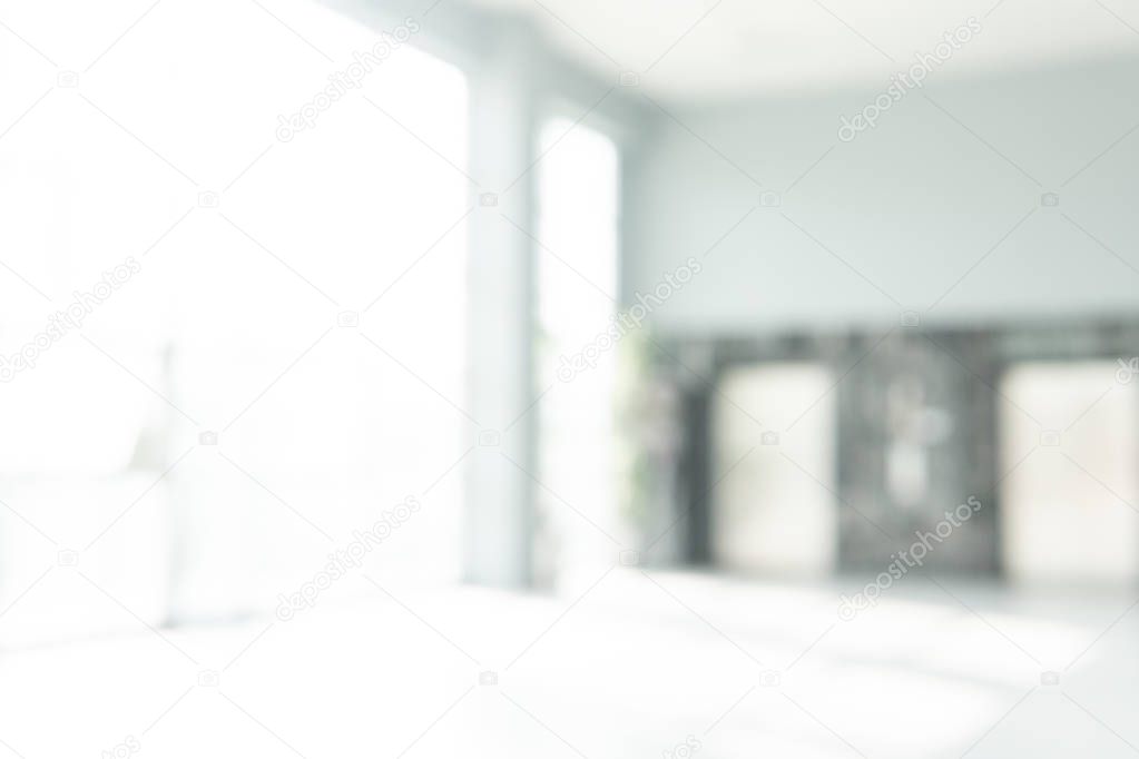 Abstract blurred white doctor medical office room background con