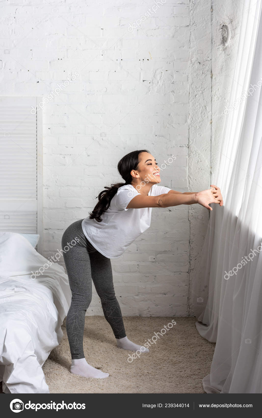 black shirt grey leggings