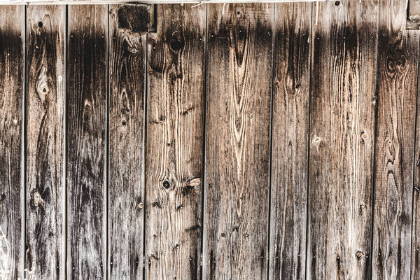 close up of textured brown weathered wooden planks 