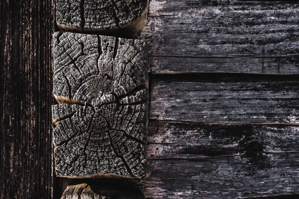 Dark Brown Weathered Textured Wooden Logs — Stock Photo, Image