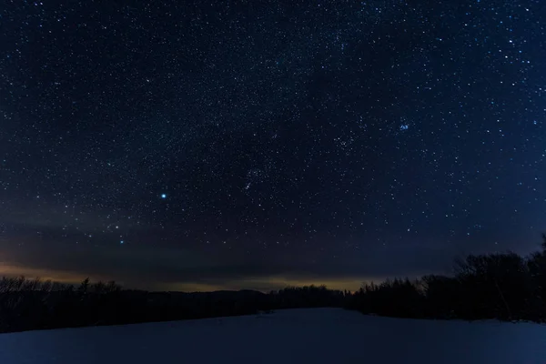 Starry Dark Sky Carpathian Mountains Night Winter — Stock Photo, Image