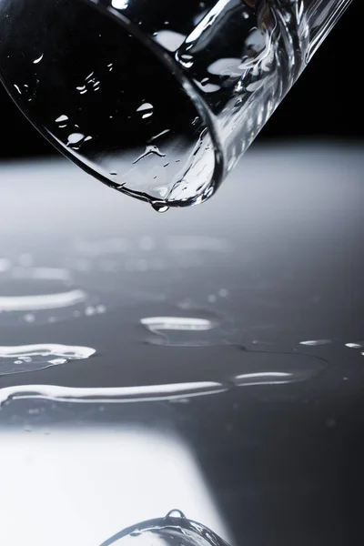 Glass Water Drops Water Spots Dark Surface — Stock Photo, Image