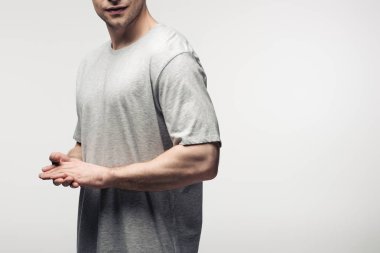 gri, insan duygu ve ifade kavramı izole katlanmış elleri ile adam kırpılmış görünümü