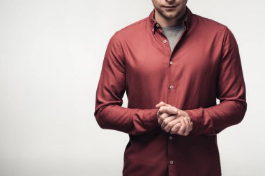 gri, insan duygu ve ifade kavramı izole sıkıştırılmış elleri ile adam kırpılmış görünümü