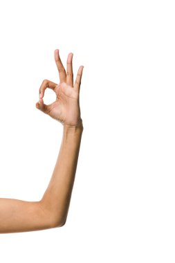 cropped view of african american woman showing ok sign isolated on white  clipart