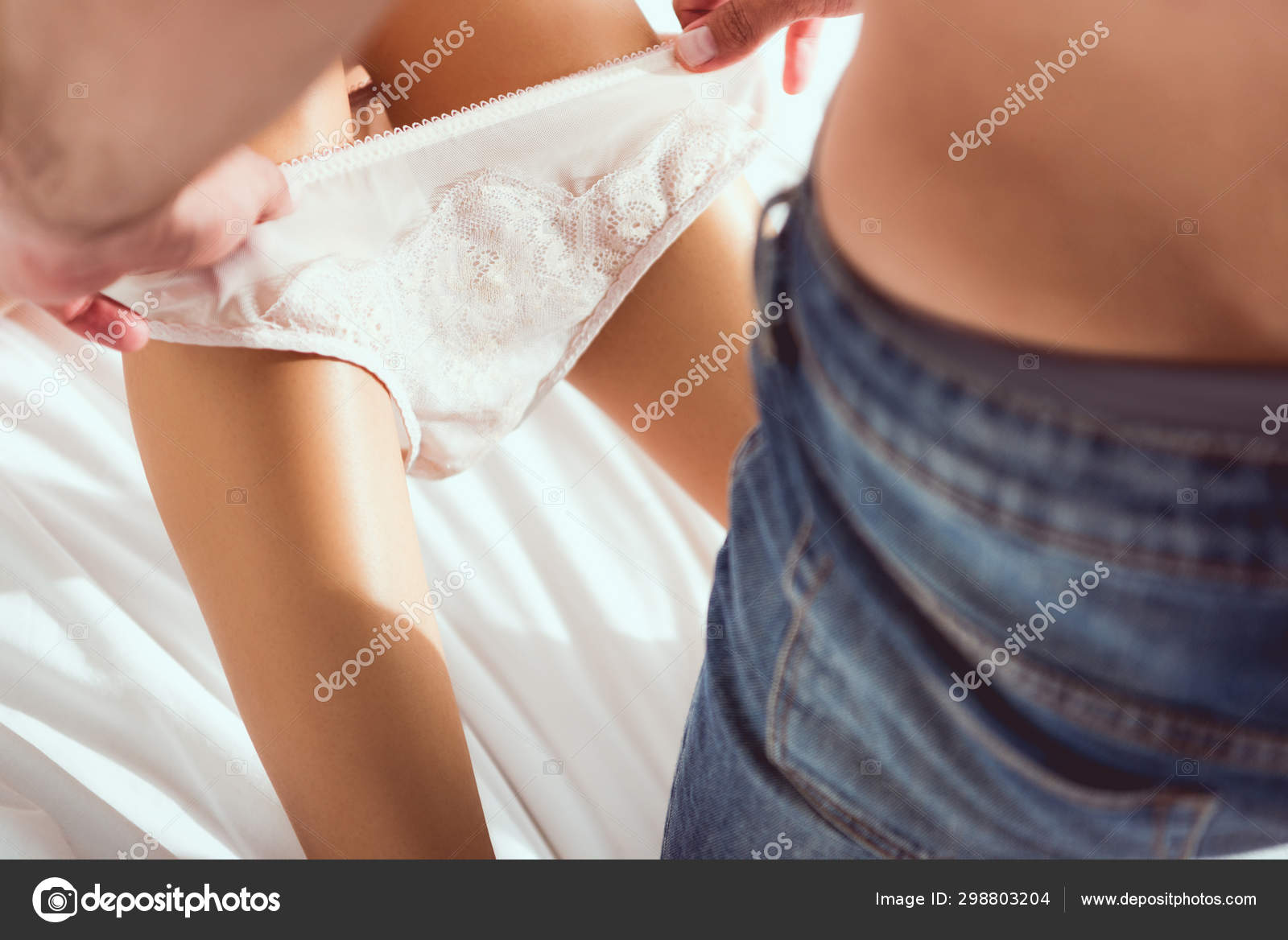 Cropped View Man Taking Panties Girlfriend Bedroom Stock Photo by  ©HayDmitriy 298803204
