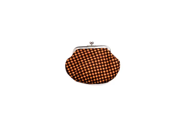 Top View Vintage Plaid Wallet Isolated White — Stock Photo, Image