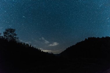 gece parlayan yıldızile mavi gökyüzü 