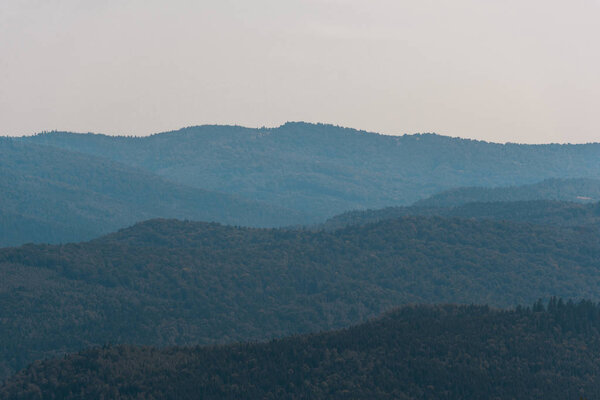 scenic landscape with green mountains against sky 