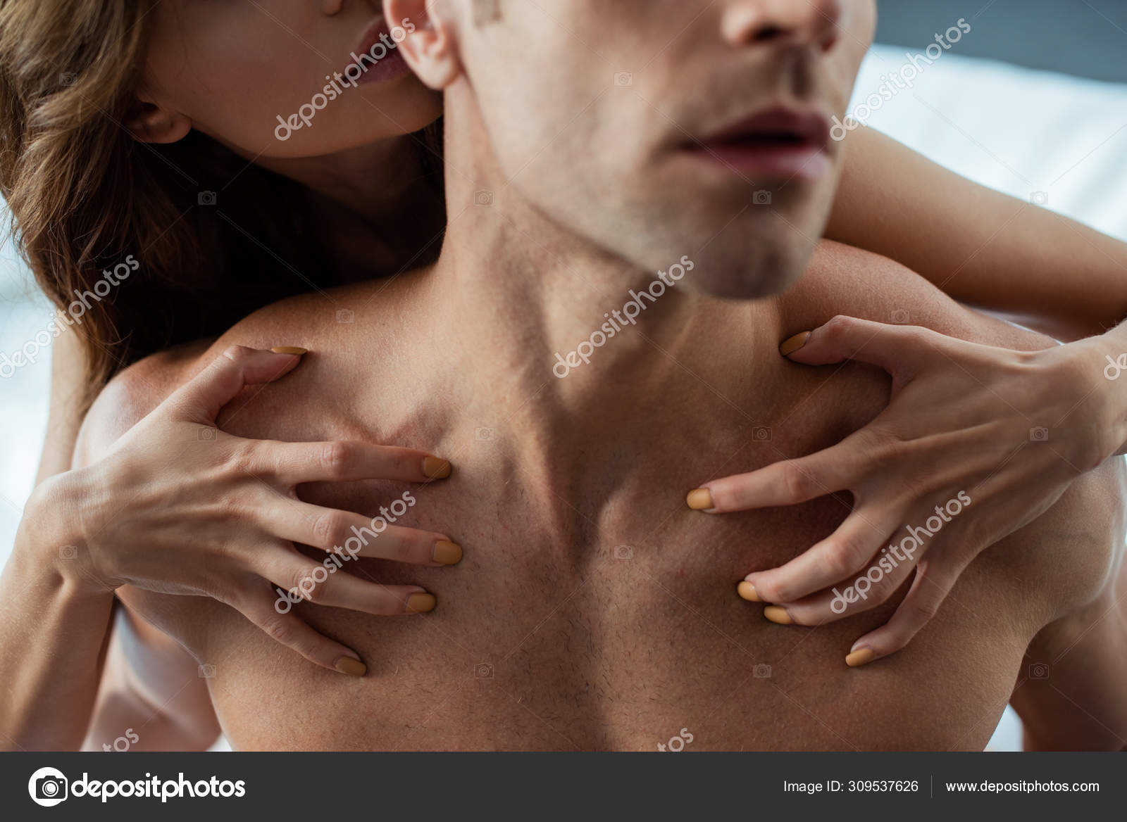Cropped View Passionate Woman Scratching Shirtless Man Stock Photo by  ©HayDmitriy 309537626