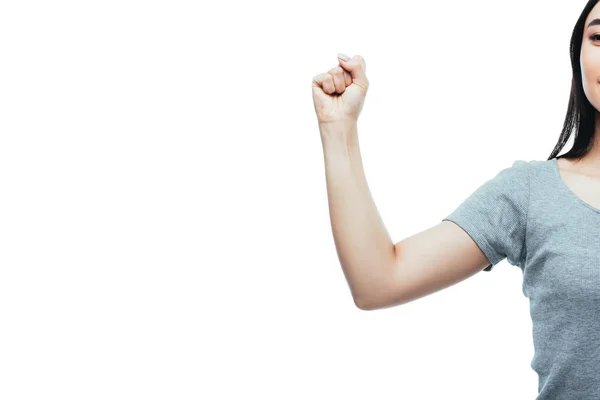 Cropped View Girl Showing Fist Isolated White — Stock Photo, Image