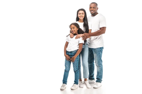 Happy African American Husband Wife Daughter Looking Camera While Standing — Stock Photo, Image