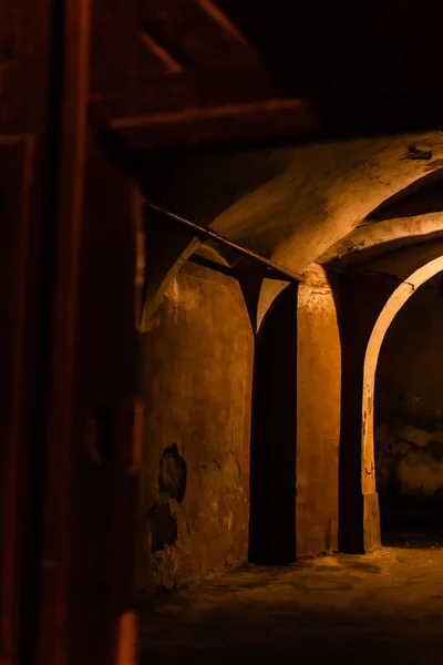 Селективный Фокус Старых Стен Древнем Подвале — стоковое фото
