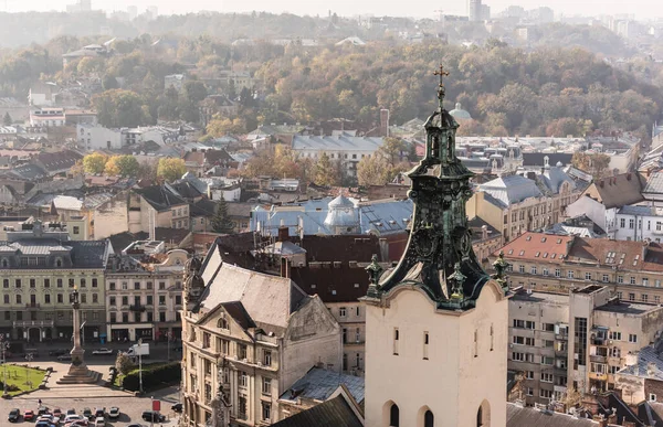 Luftaufnahme Der Karmeliterkirche Und Der Häuser Historischen Zentrum Der Stadt — Stockfoto