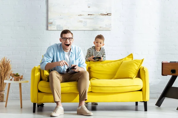 Kyiv Ukraine June 2020 Excited Man Playing Video Game Adorable — Stock Photo, Image