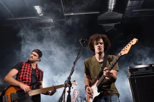 Kyiv Ukraine August 2020 Rock Band Musicians Playing Electric Guitars — Stock Photo, Image