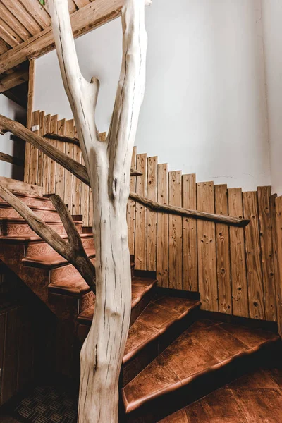 Traditional wooden stairs in rural cottage — Stock Photo